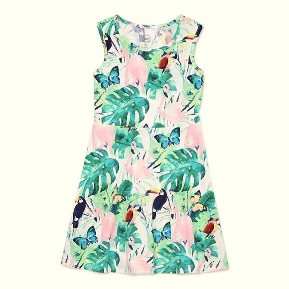 WONDER NATION TROPICAL PRINT SUMMER TANK DRESS XL NWOT - Picture 2 of 7